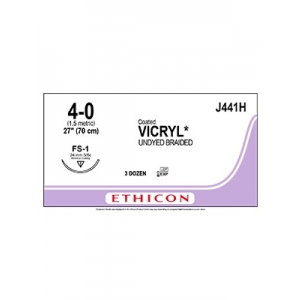 ETHICON Vicryl Plus Antibacterial Suture J441H 4-0 FS-1 24mm 70cm (36) Undyed