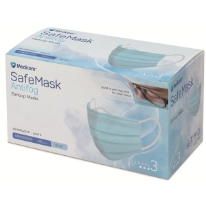 Medicom Assure SafeMask Level 3 Anti-Fog Earloop Mask (50) Blue