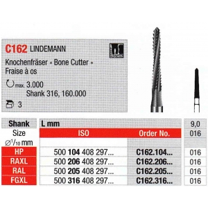 Edenta TC Lindemann HP C162-104-016 Bur (3) Bone Cutter
