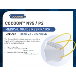 Cocoon N95/P2 Flat-Fold Respirator Mask, Head Band, Regular Size (20) NLA