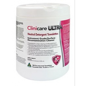 Clinicare Neutral Detergent ULTRA Towelette Canister (180) 15.2x17.2cm