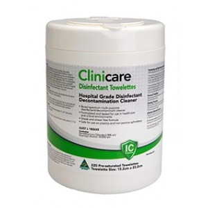 Clinicare Hospital Grade Disinfectant Wipe Canister (220) 15.2x23.2cm
