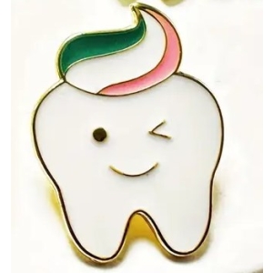 CUTE Tooth with Paste Hair Enamel Badge Brooch