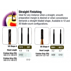 JET TC FG Bur #9572 (100) T&F Straight Finishing 010