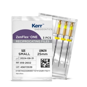 Kerr ZenFlex ONE #20 .06/25mm NiTi File (3/pcs) Small-Yellow