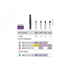 SSW Diamond Bur FG Pear 830-008M