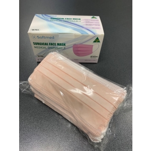 SoftMed Level 2 Surgical Mask (50) Apricot Pink Earloop Australian Made